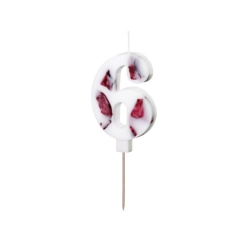 Number Candle 6 - White with Flowers